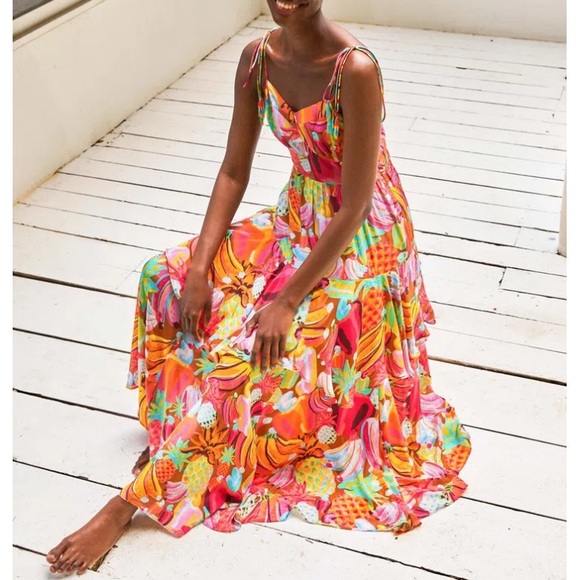 Nwt Farm Rio Fruit Salad Ruffle Dress 